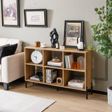 Giantex Natural 6-Cube Bookcase with Adjustable Shelves and Metal Legs Giantex