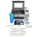 TEN-HIGH CO2 Engraving Machine 40W 300x400mm Laser Engraving Machine with Exhaust Fan USB Port, Standard Version Grey TEN-HIGH