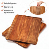 5 Pack Solid Acacia Wood Serving Trays, Rectangular Wooden Serving Board for Food Appetizer Serving Tray Plates for Vegetables Fruit Charcuterie Roowest