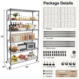 YNN Heavy Duty Storage Shelving Unit, 6 Tier Storage Shelves with Wheels Adjustable Storage Metal Shelf Wire Shelving Unit Organizer Storage Rack for YNN