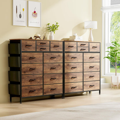 Lulive Dresser for Bedroom with 12 Drawers, Tall Dresser Chest of Drawers with Side Pockets and Hooks, Fabric Dresser Storage Tower for Closet, - WoodArtSupply