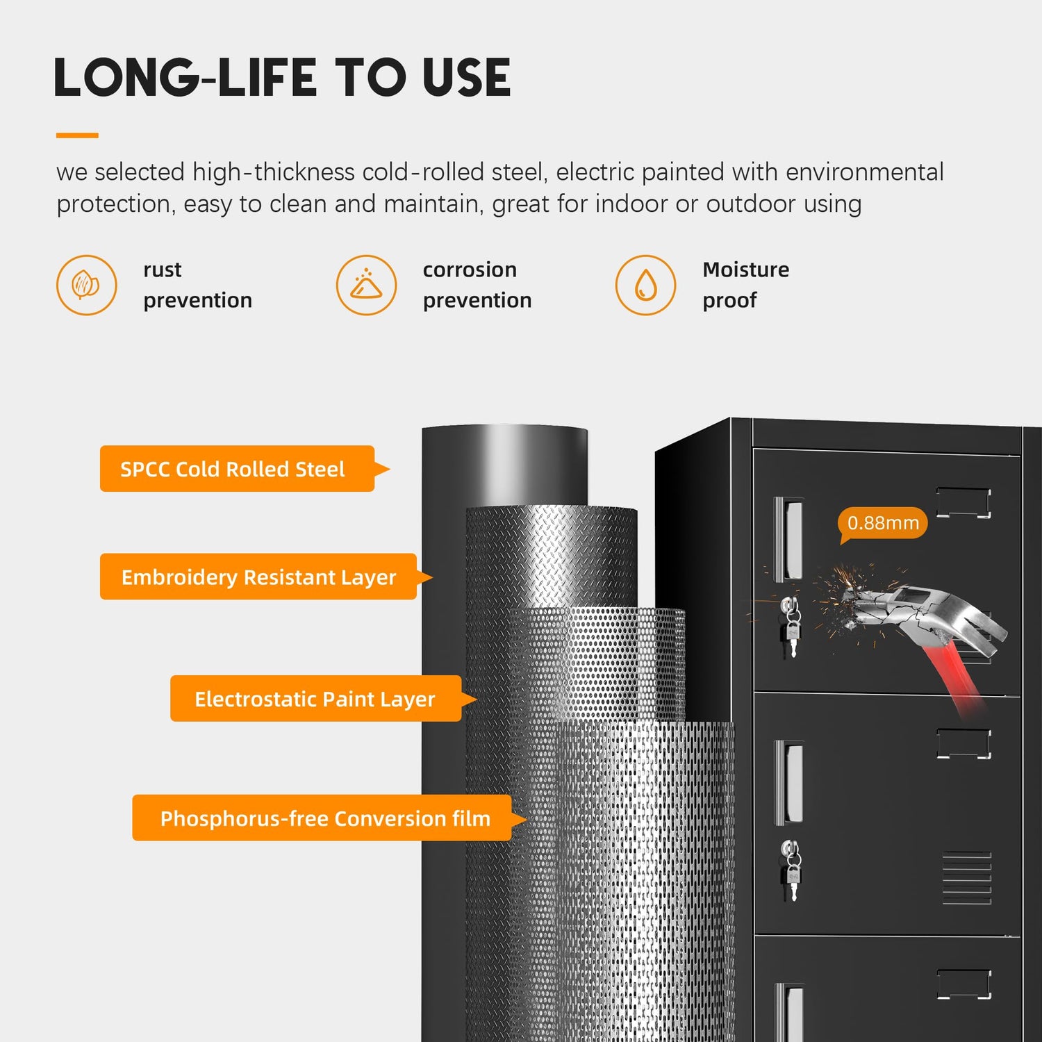 INTERGREAT Metal Locker for Office Storage Locker Employees Locker for School Gym Lockers Corridor Locker 6 Tier 6 Door INTERGREAT