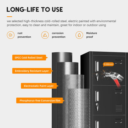 INTERGREAT Metal Locker for Office Storage Locker Employees Locker for School Gym Lockers Corridor Locker 6 Tier 6 Door - WoodArtSupply