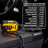DEWALT DXAEPI140 Power Inverter 140W Car Converter: 12V DC to 120V AC Power Outlet with Dual 3.1A USB Ports DEWALT