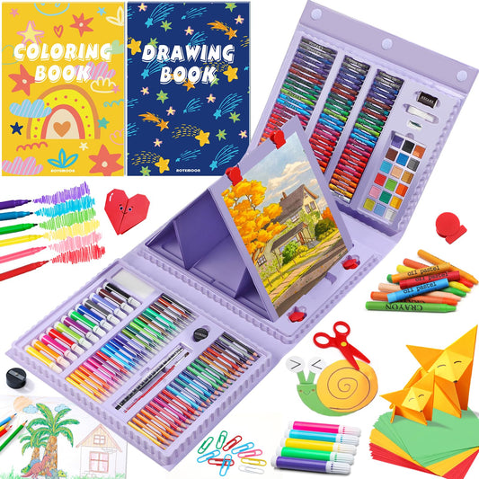 All in One Arts and Crafts for Kids, Art Kit for Drawing Coloring Paper Cutting and Origami, Art Set for Kids Girls Boys Teens Beginners, Art - WoodArtSupply