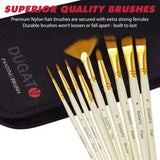 DUGATO Artist Paint Brush Set 15pcs Includes Pop-up Carrying Case with Painting Knife and 2 Sponges for Acrylic, Oil, Watercolor, Art, Scale Model, DUGATO