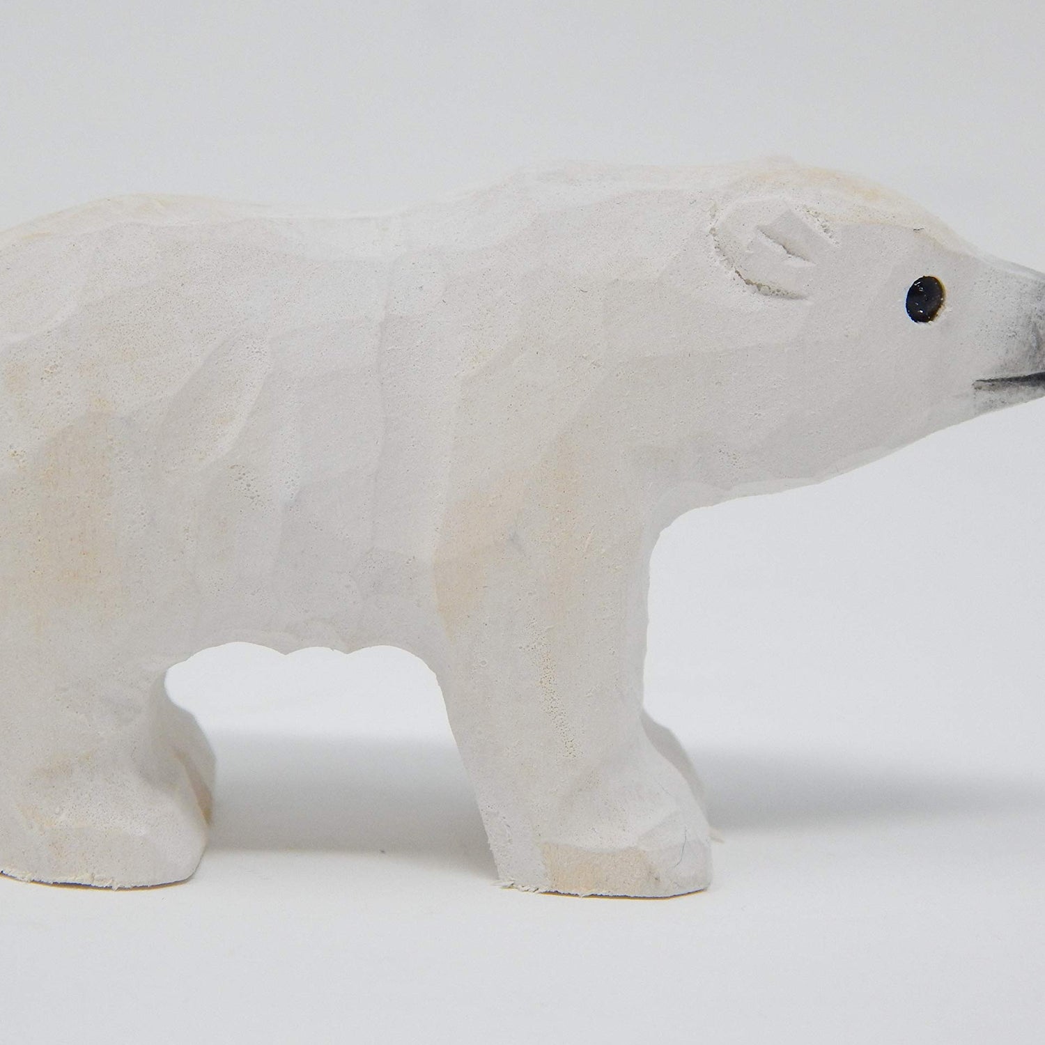 White Polar Bear - Small 2" Wooden Figurine - Arctic North Pole Snow Antarctica Carving Hand-Made Decoration Miniature Animals Woodwork Selsela