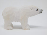 White Polar Bear - Small 2" Wooden Figurine - Arctic North Pole Snow Antarctica Carving Hand-Made Decoration Miniature Animals Woodwork Selsela