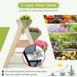 S AFSTAR 3-Tier Vertical Garden Bed, Wooden Elevated Planter Bed with Legs, Storage Shelf, 2 Hooks, Raised Bed Kit for Flower Vegetable Herb, Outdoor S AFSTAR