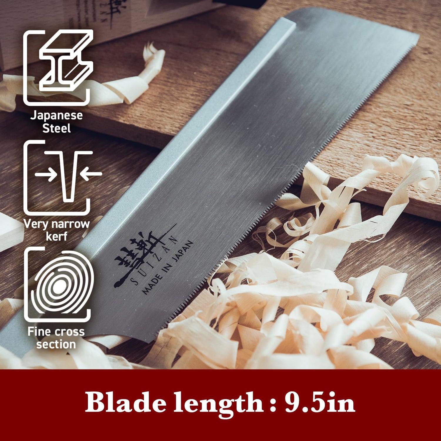 SUIZAN Japanese Dozuki Dovetail Hand Saw 9 1/2 Inch Pull Saw Tenon Saw for Cross-cut, Rip-cut, Slant Cutting (Japanese Dovetail Hand Saw) SUIZAN