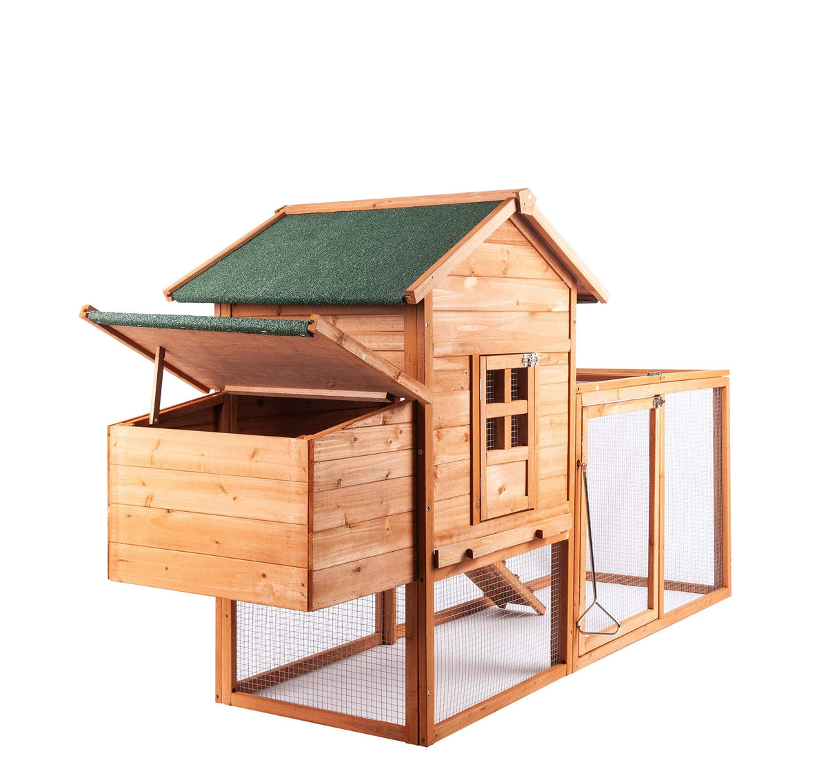 GOJOOASIS 80" Chicken Coop for 2-4 Chickens Outdoor Wooden Hen House Poultry Pet Hutch for Backyard w/Run Cage & Nesting Box(A) GOJOOASIS