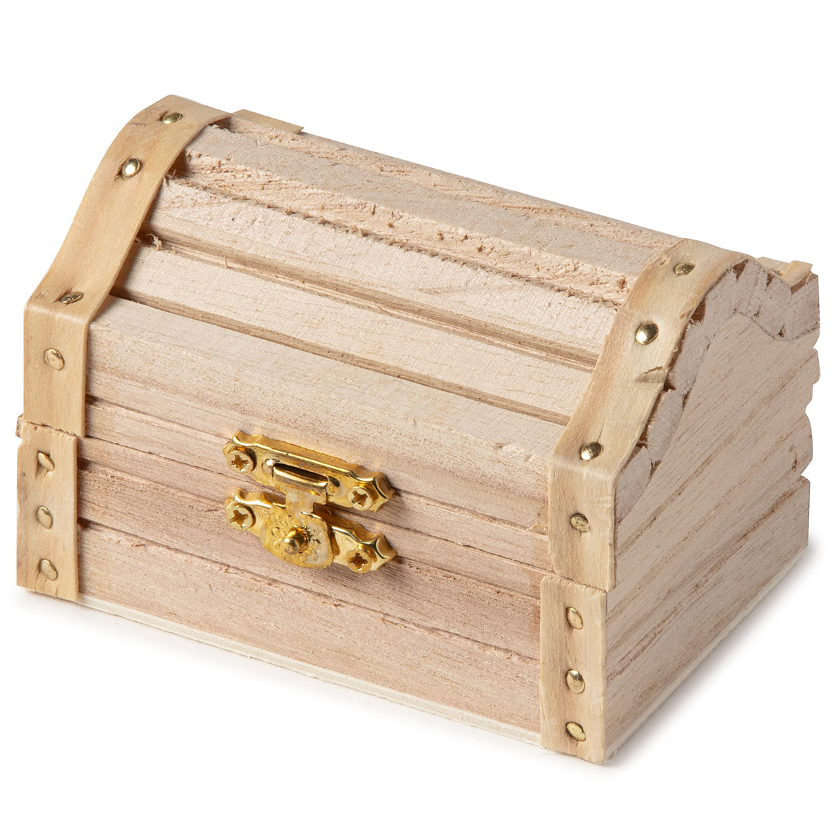3.5” Unfinished Wood Treasure Chest by Make Market - Ready-to-Decorate Wood Box for Trinkets, Coins, Valuables - Bulk 12 Pack Make Market