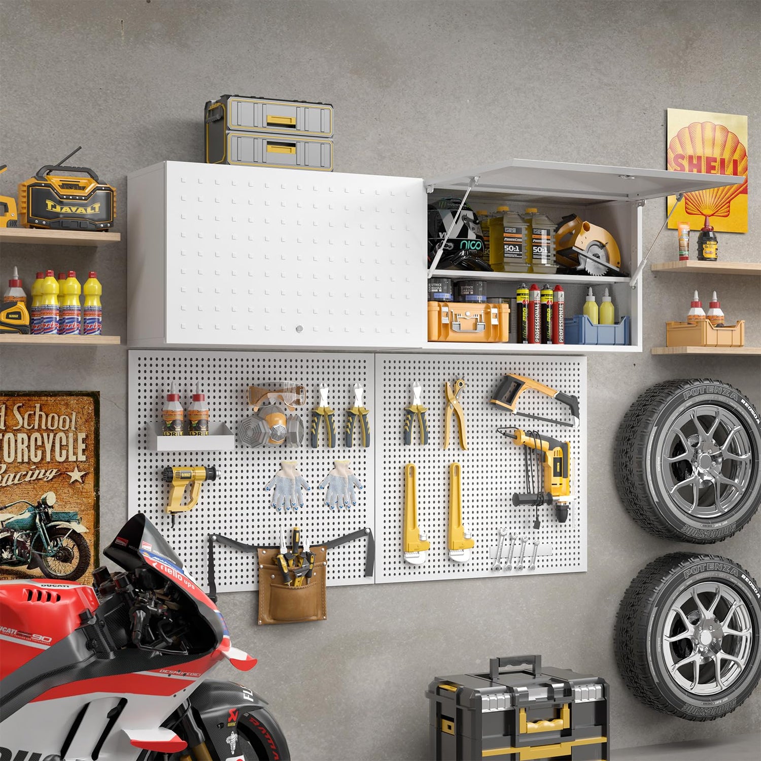 Wall Storage Cabinet Metal Garage Locker Medicine Cabinet with Locking Door Adjustable Shelf Bathroom Wall Cabinet Over The Toilet Storage Cabinet MetalMax