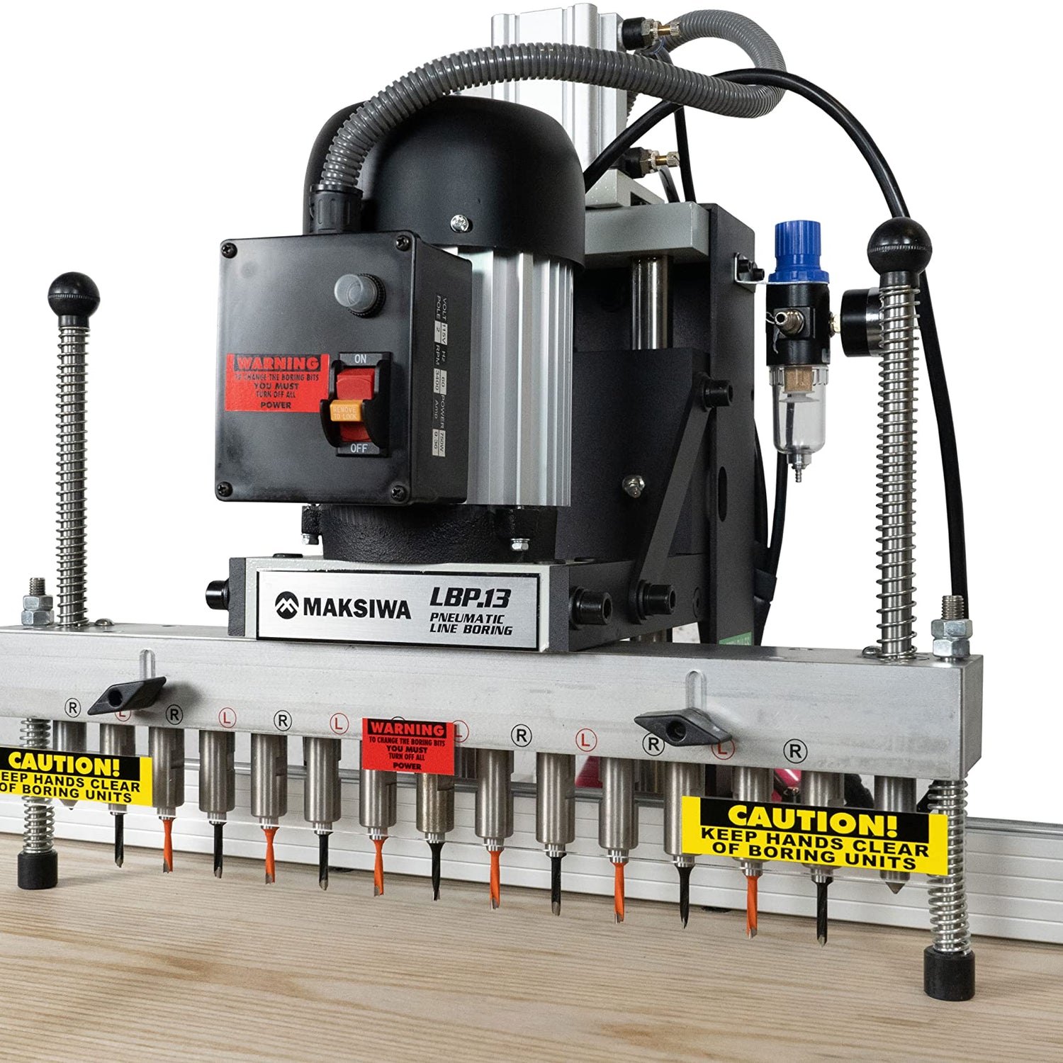 Maksiwa Line Boring Pneumatic Machine LBP.13/13 Spindles/Perfect for drilling drawer holes/with 2-Year Warranty and Tech Support in the US Maksiwa