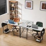 Sweetcrispy L Shaped Computer Desk - Gaming Table Corner Desk 50 Inch PC White Writing Desk Study Desks with Wooden Desktop CPU Stand Side Bag Sweetcrispy