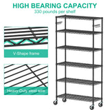 Folews 6-Tier Wire Shelving Unit with Wheels, Metal Storage Shelves Adjustable Layer Storage Rack Organizer Steel Utility Shelf for Home Kitchen Folews
