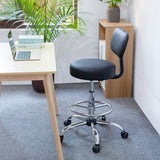KLASIKA Drafting Swivel Chair with Back Support and Adjustable Footrest Rolling Stool, Multi-Purpose Office Desk Chair for Bar Kitchen Shop, Black KLASIKA