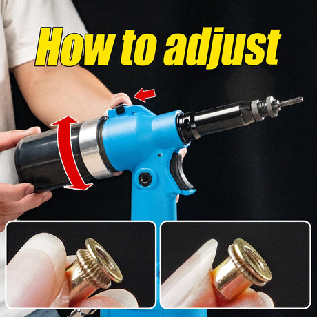 HIFESON Heavy Duty Air Hydraulic Rivet Nut Tool, Pneumatic Riveter Automatic Rivet Nut Gun Tool Setting Kit Come with 13 Size Metric and SAE HIFESON