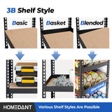 HOMEDANT 5 Tier Laminated Metal Shelving Unit Adjustable Garage Storage Utility Rack Heavy Duty Shelves Organization Multipurpose Shelf Warehouse HOMEDANT