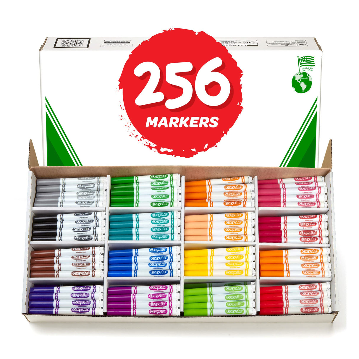 Crayola Broad Line Markers Classpack (256 Ct), Bulk School Supplies For Teachers, Kids Markers For School, Classroom Supplies Crayola
