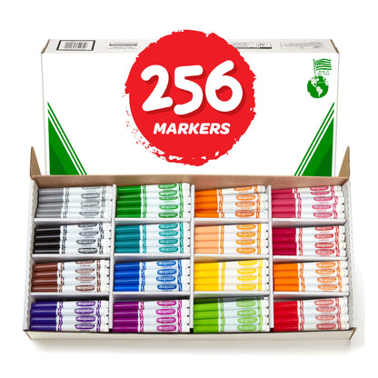 Crayola Broad Line Markers Classpack (256 Ct), Bulk School Supplies For Teachers, Kids Markers For School, Classroom Supplies - WoodArtSupply