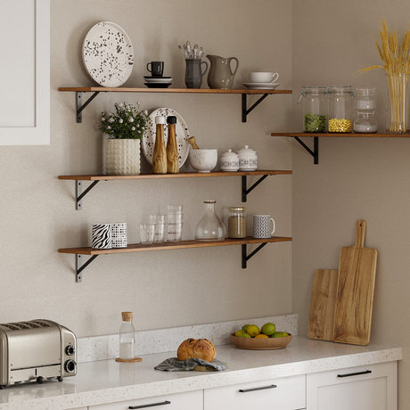DINZI LVJ Long Wall Shelves, 47.3Inch Wall Mounted Shelves Set of 2, Extra Large Wall Storage Ledges with Sturdy Metal Brackets for Living Room, DINZI LVJ