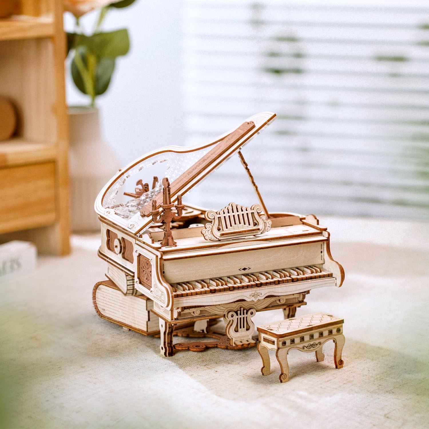 ROKR 3D Wooden Piano Model Kit - 1:20 Scale Music Box with Self-Playing Keys (223 pcs) ROKR