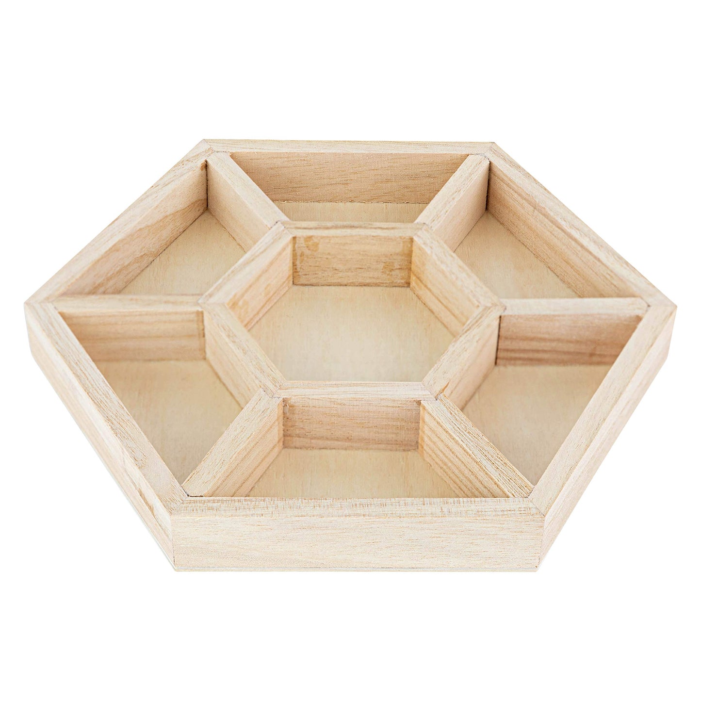 Hammont Hexagon Sectional Wooden Trays - 3 Pack - 8.5”x8.5”x1” - Eco Friendly Decorative Wooden Tray for Dry Fruits & Candies | Organic Wooden Tray - WoodArtSupply