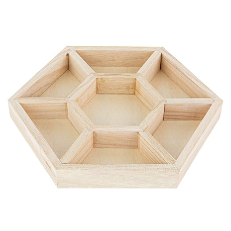 Hammont Hexagon Sectional Wooden Trays - 3 Pack - 8.5”x8.5”x1” - Eco Friendly Decorative Wooden Tray for Dry Fruits & Candies | Organic Wooden Tray Hammont