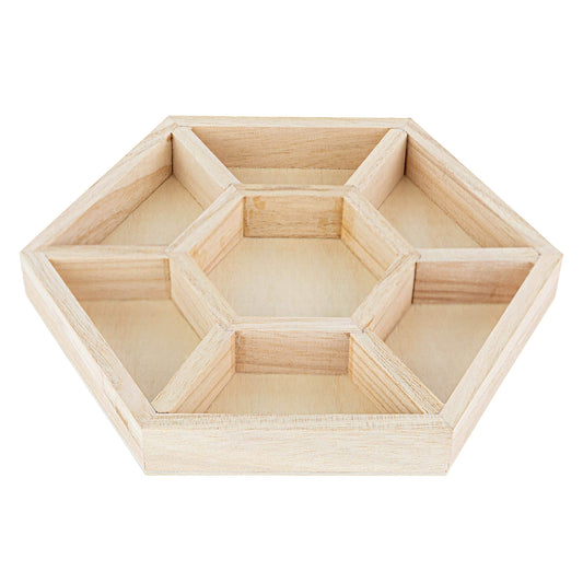 Hammont Hexagon Sectional Wooden Trays - 3 Pack - 8.5”x8.5”x1” - Eco Friendly Decorative Wooden Tray for Dry Fruits & Candies | Organic Wooden Tray - WoodArtSupply