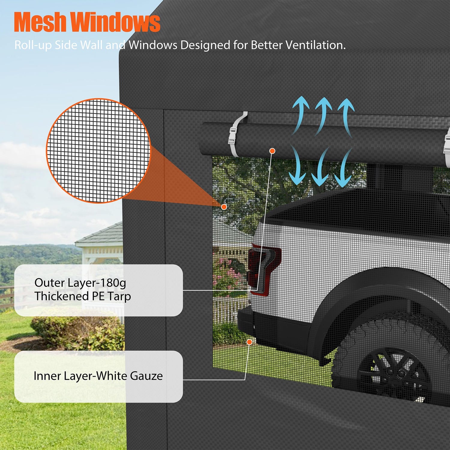 JAMFLY Carport, 12x20 Heavy Duty Carport Canopy with Roll-up Windows, Portable Garage with Removable Sidewalls & Doors, Car Canopy with All-Season JAMFLY