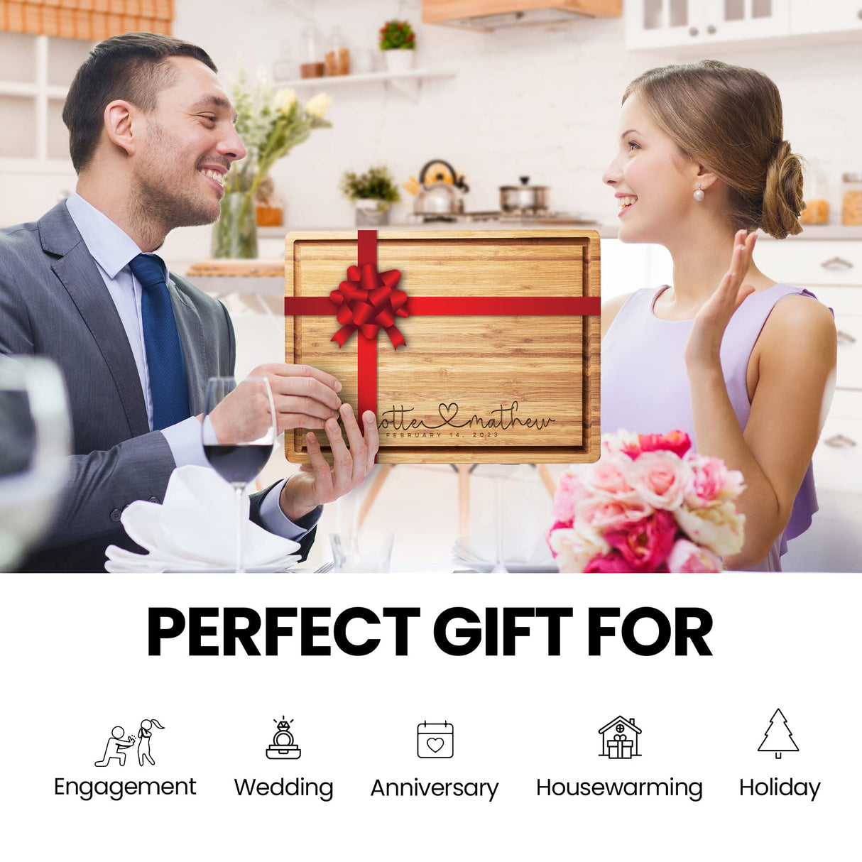 Personalized Wood Engraved Cutting Board - Customized Chopping Block - Unique Present for Wedding, Anniversary, Housewarming, Birthday, Holiday Gift WoodArtSupply