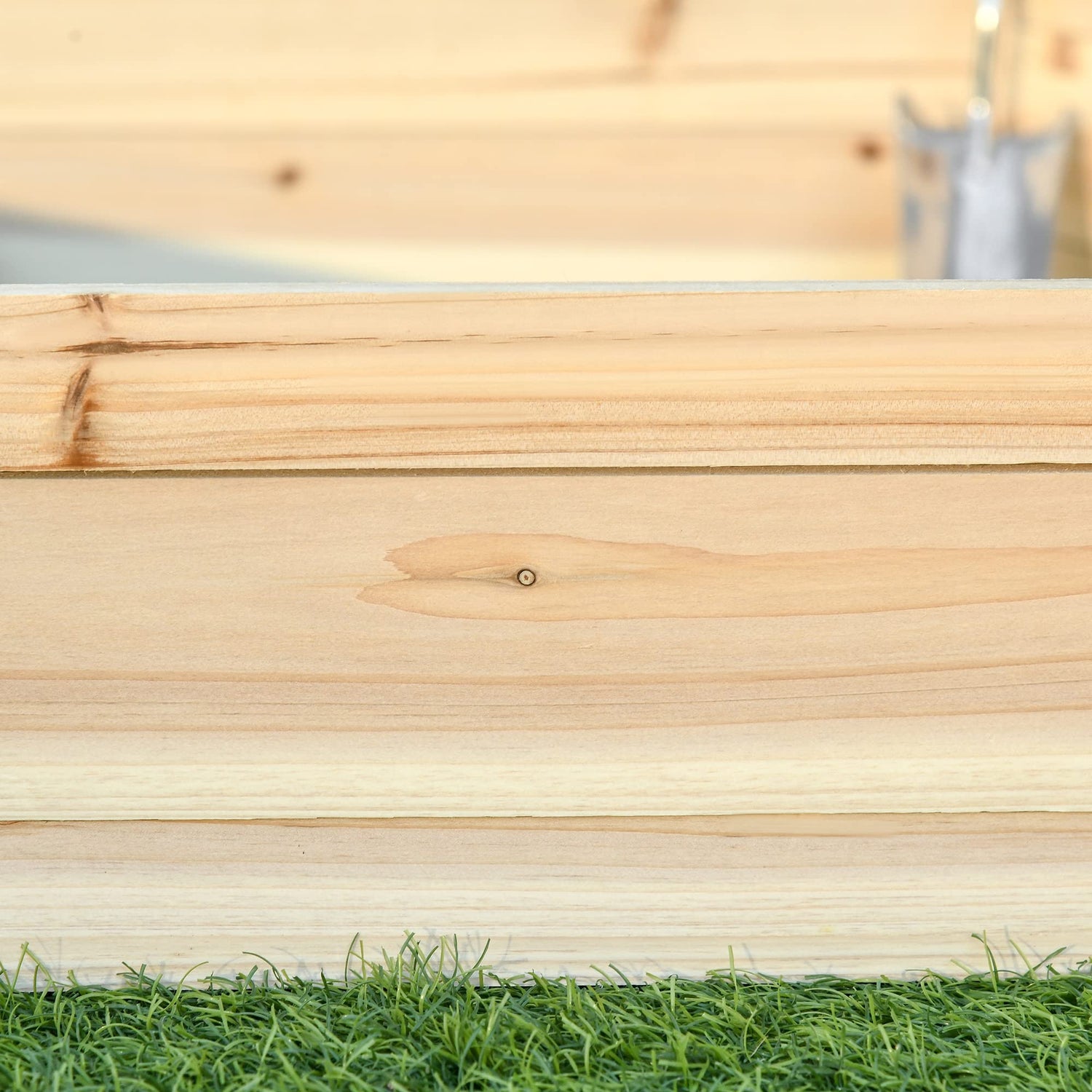 Outsunny Wooden Raised Garden Bed, Hexagon Screwless Planters for Outdoor Plants, Vegetables, Flowers, Herbs, 39" x 36" x 6", Natural Wood Outsunny