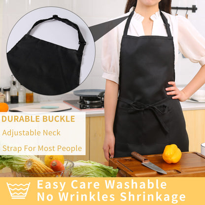 Tosewever 2 Pack Adjustable Bib Apron, Waterdrop Resistant Aprons with 2 Pockets Cooking Kitchen Restaurant Aprons for Women Men Chef, BBQ Drawing