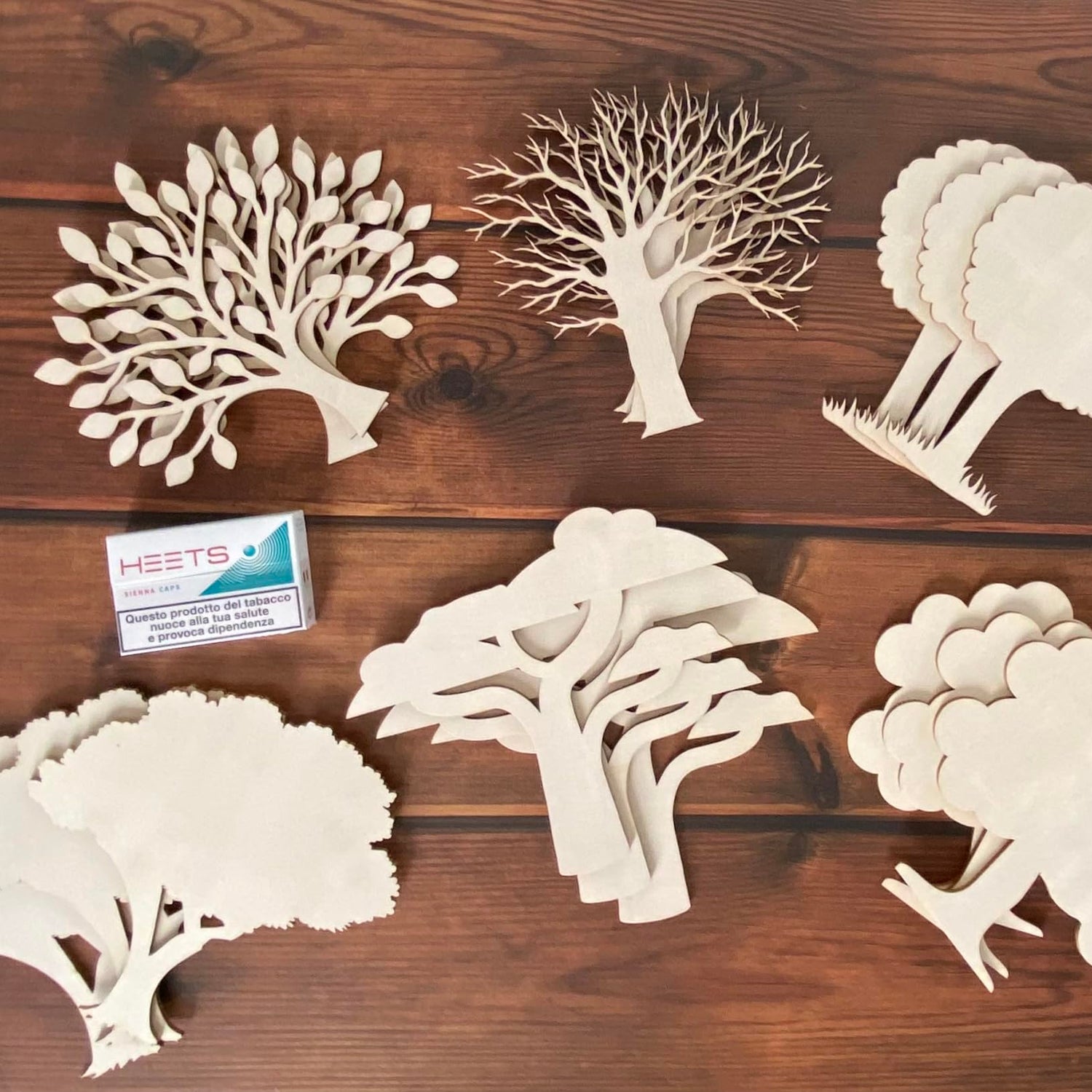 ARMLAZER 18pcs Plywood Tree Mockup Home Wall Decor Applique Tree Family Tree 6 Inch Unfinished Wood Craft WoodArtSupply