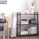 HCHQHS Rustic 3-Tier Industrial Bookcase with Metal and Wood Design HCHQHS