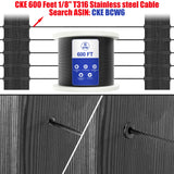 CKE 120 Pack T316 Black Stainless Steel Protector Sleeves for 1/8" Cable Deck Railing Kit System, Black Cable Railing Protector Sleeve for Wood Posts CKE