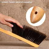2 Pieces Wooden Bench Brushes Fireplace Brush Horse Hair Bench Brush Soft Bristles Long Wood Handle Dust Brush for Hearth Tidy Car Home Workshop Patelai