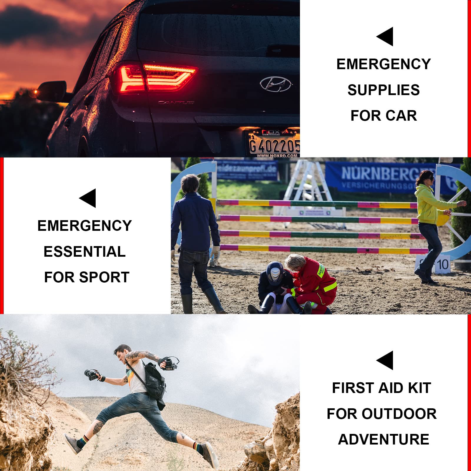 Travel-First Aid-Kit Car-Home 300PCS Survival-Kit Outdoor-Adventure - Small Portable Red Emergency Essential Sets Office Hiking Camping Business - WoodArtSupply