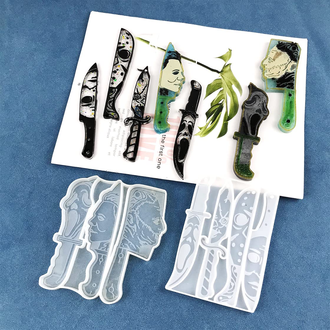 HyzaPhix Dagger Resin Molds Keychain Epoxy Casting Mold Scary Knife Silicone Mold Jewelry Making Supplies Michael Myers for DIY Pendant Horror HyzaPhix