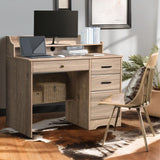 Catrimown Computer Desk with Drawers and Hutch, Wood Executive Desks for Home Office Bedrooms Desk Student Teen Writing Laptop Table, Small Desk with Catrimown