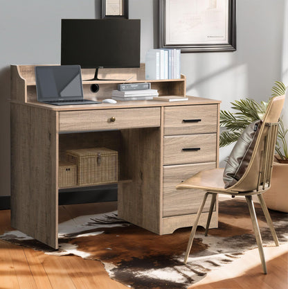 Catrimown Computer Desk with Drawers and Hutch, Wood Executive Desks for Home Office Bedrooms Desk Student Teen Writing Laptop Table, Small Desk with - WoodArtSupply