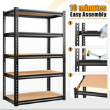 Bepatio Garage Shelving 5 Tier Storage Shelves Heavy Duty Shelving Adjustable Garage Storage Shelves Metal Shelves for Storage Loads 1500LBS Metal Bepatio