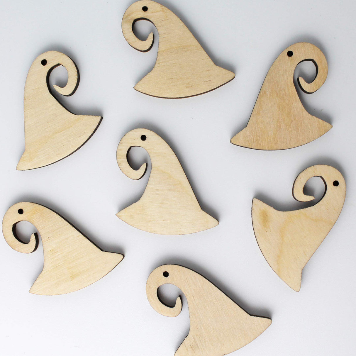 ALL SIZES BULK (12pc to 100pc) Unfinished Wood Wooden Laser Cutout Halloween Witch Hat Witches Dangle Earring Jewelry Blanks Shape Charms Crafts Made Texan Wood Crafts