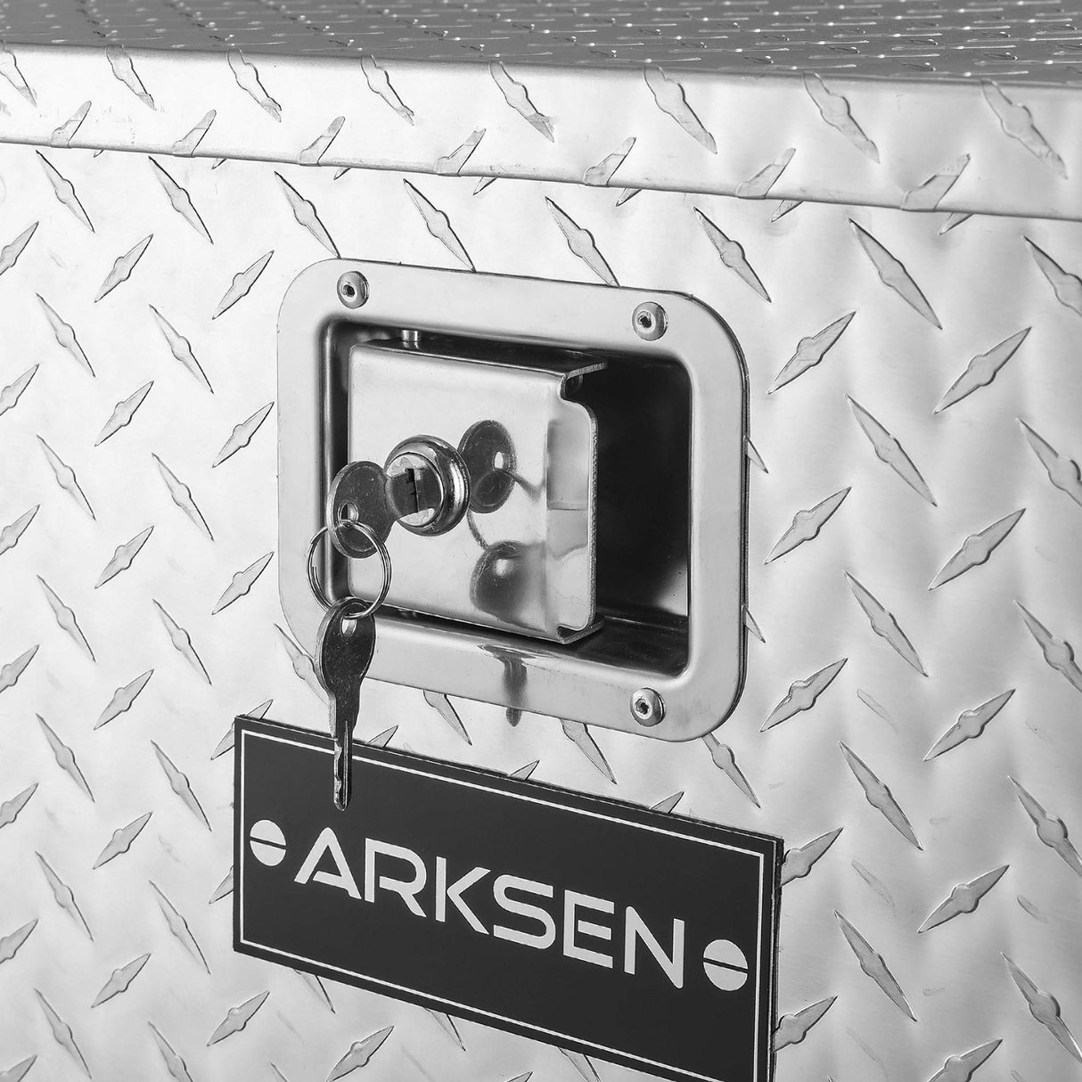 ARKSEN 39 Inch Aluminum Diamond Plate Tongue Box Tool Chest, Waterproof Under Truck Storage for Pick Up Truck Bed, RV Trailer, ATV with Lock and Keys ARKSEN