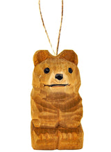 Brown Bear Cub Wood Ornament Hanging Figure Handmade Carved Decoration Selsela