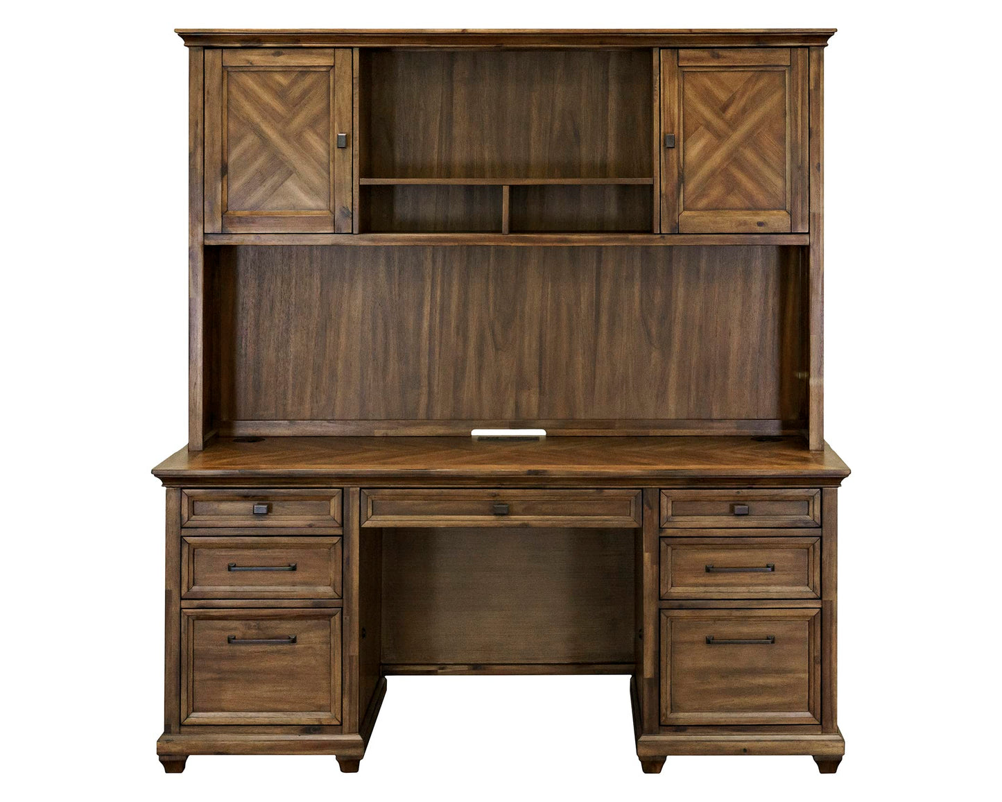 Martin Furniture Traditional Wood Doors, Office Storage, Fully Assembled, Brown Hutch - WoodArtSupply