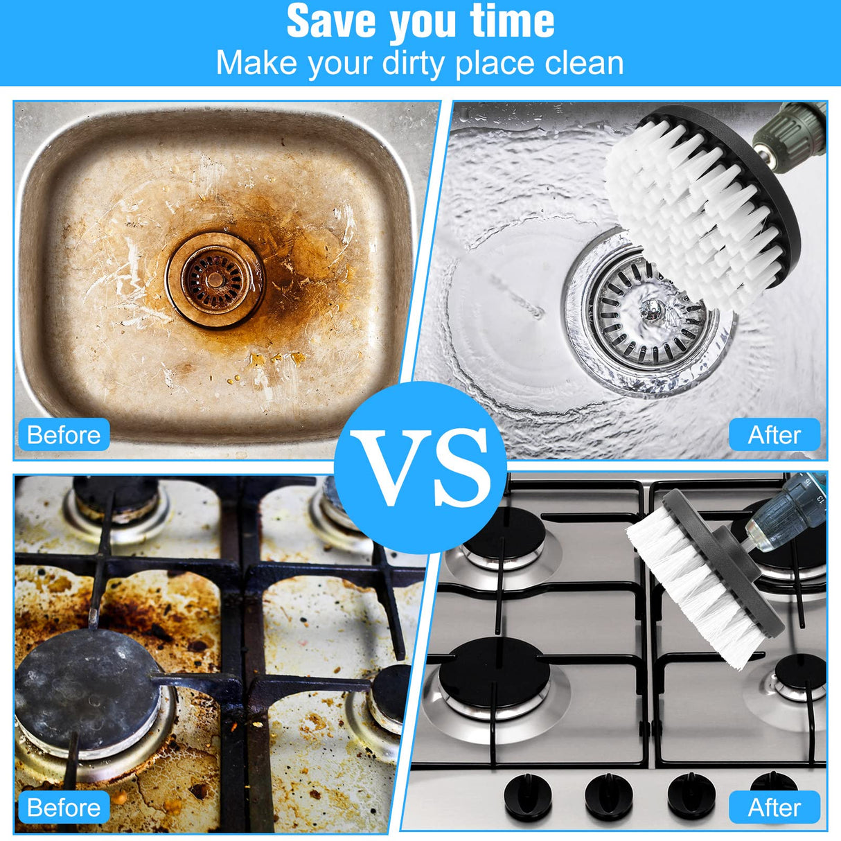 Drill Brush Attachment Power Scrubber Cleaning Kit Multi Purpose Drill Brush Set Drill Scrubber Brush Kit Cleaning Brushes for Drill Bathroom Remerry