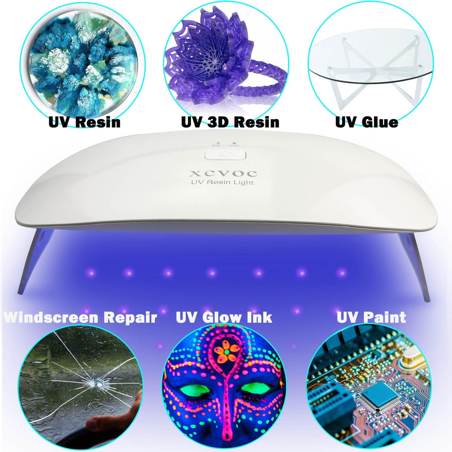 UV Resin Light Lamp Curing for Crafts Epoxy,3D Printer UV Resin Curing Light for SLA/DLP/LCD 3D Printing Resin Curing Station/Machine/Lamp/Box