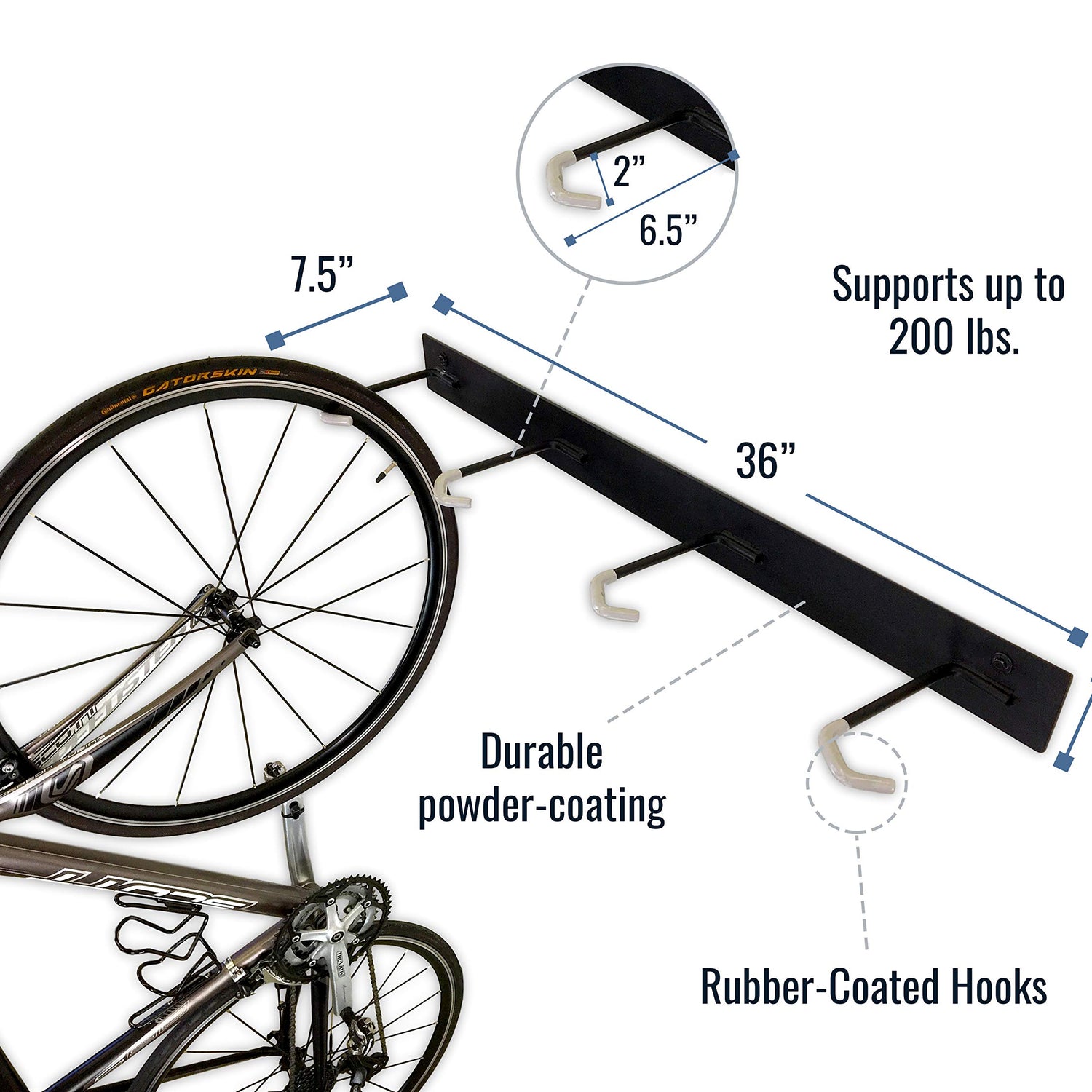 StoreYourBoard BLAT 8 Bike Wall Storage Rack, 2 Pack Bike Rack for Garage, Heavy Duty Powder Coated Industrial Steel, Wall Mounted Rack for Multiple StoreYourBoard